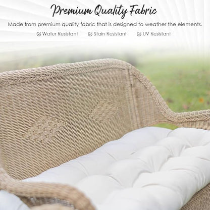 RSH DECOR: Tufted Wicker Loveseat Cushion | 41” x 19" | All-Weather Spun Fabric - Image 6