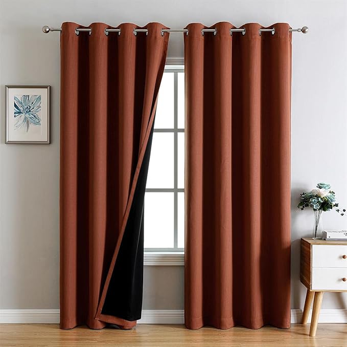 G2000 100% Blackout Curtains for Bedroom Living Room 95 Inches Long Rust - Image 9