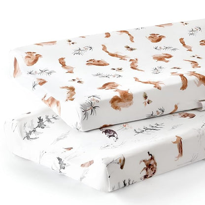 GRSSDER Stretch Ultra Soft Jersey Knit Changing Pad Cover Set 2 Pack, Change by BUYNOW