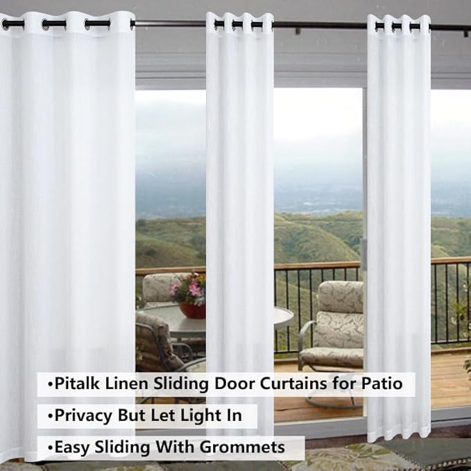 Pitalk White Linen Curtains 78 Inches Long - Image 2