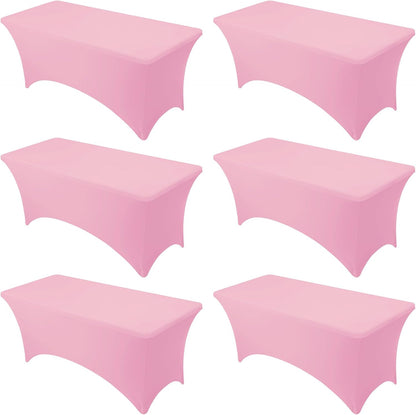 premium pink spandex tablecloths for 6ft rectangle tables, main product view