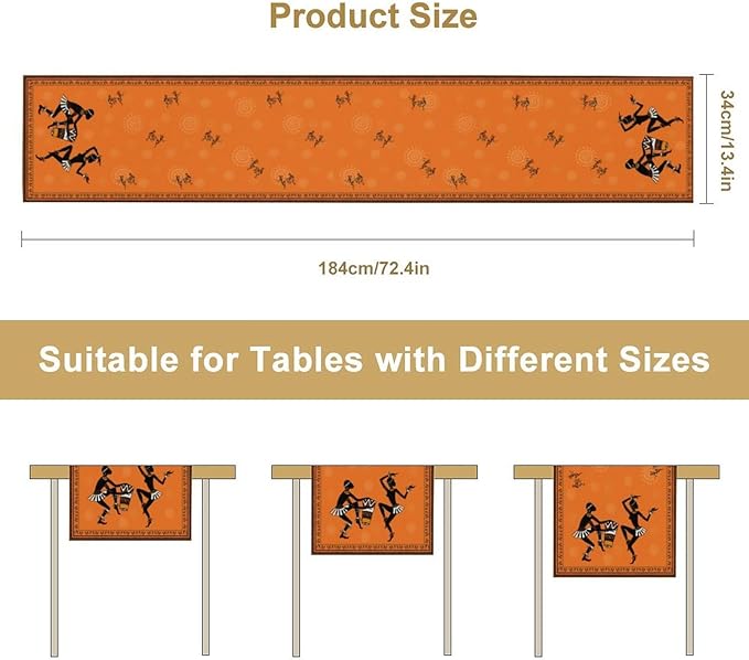 African Ethnic Table Runner Azteca Abstract Cultural Black People Folk Graphic - Image 4