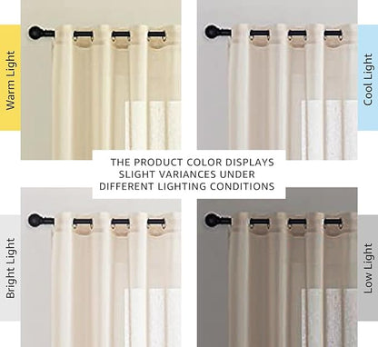 NICETOWN 90 inch Beige Curtains Linen Sheer Faux Flax Window Drapes, Grommet - Image 3