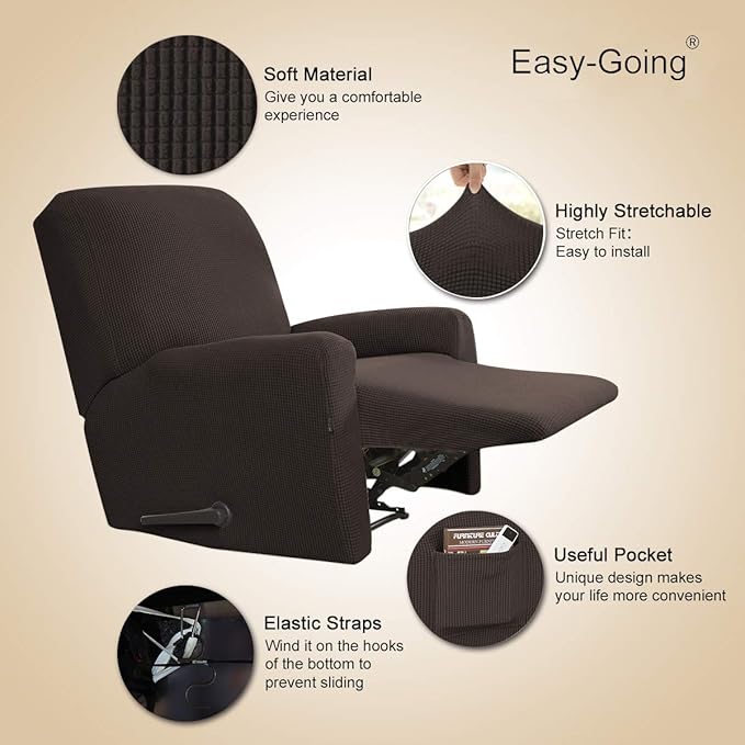 Easy-Going Recliner Stretch Sofa Slipcover Sofa Cover 4-Pieces Furniture - Image 3