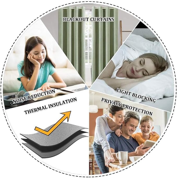 MIULEE Linen Texture Curtains for Bedroom Solid 100% Blackout Thermal Insulated - Image 7