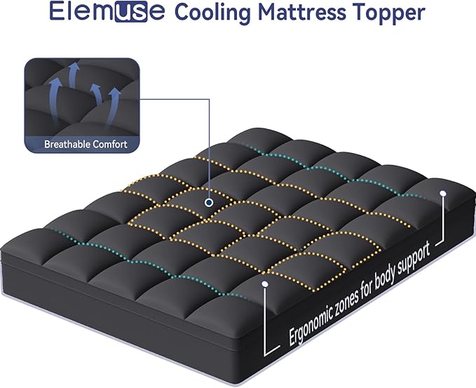 ELEMUSE Full Black Mattress Topper - Image 2