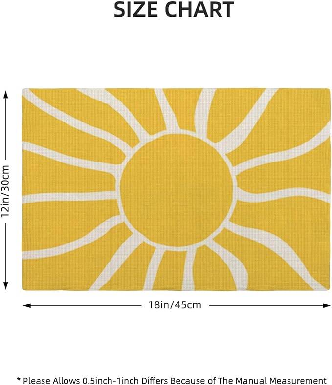 Yellow Sunshine Placemats Set of 4, Abstract Modern Sun Decorative Table Mat 12 - Image 4