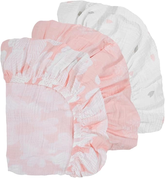 Gllquen Baby Muslin Bassinet Sheets 3 Pack, Breathable Elastic Cozy Fitted - Image 8