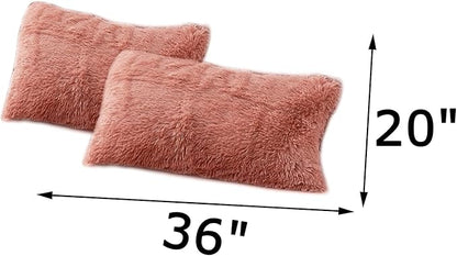 MorroMorn Decorative Pillows Covers, 2 Packs Faux Fur Pillow Cases, Luxury - Image 2