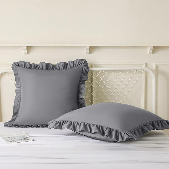 KKJIAF Ruffle Pillow Cases 24x24 Inches, Microfiber Wrinkle Resistant Pillow - Image 4
