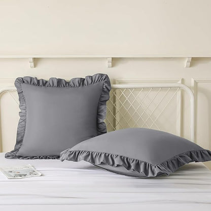 KKJIAF Ruffle Pillow Cases 24x24 Inches, Microfiber Wrinkle Resistant Pillow - Image 4