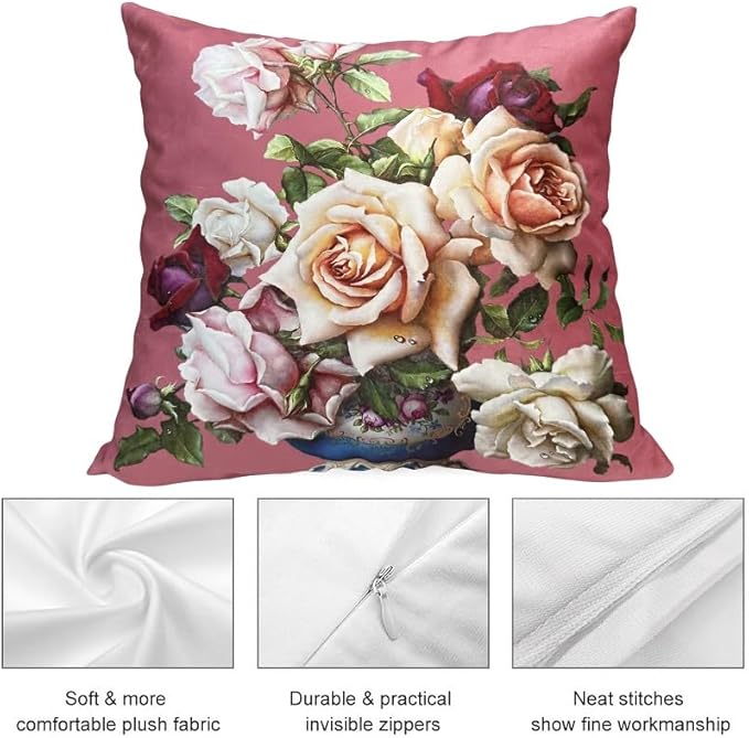 Elegant Velvet Floral Throw Pillow Cover Double Sides Handmake Flower - Image 3