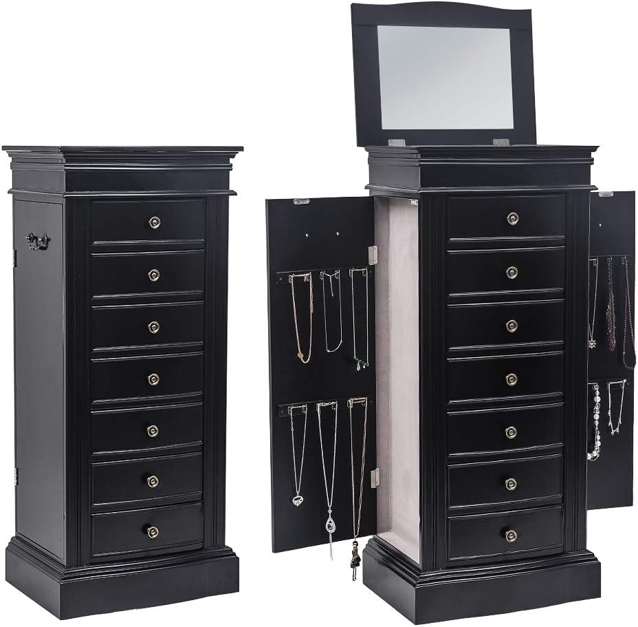 karl home large standing jewelry armoire cabinet with, side view
