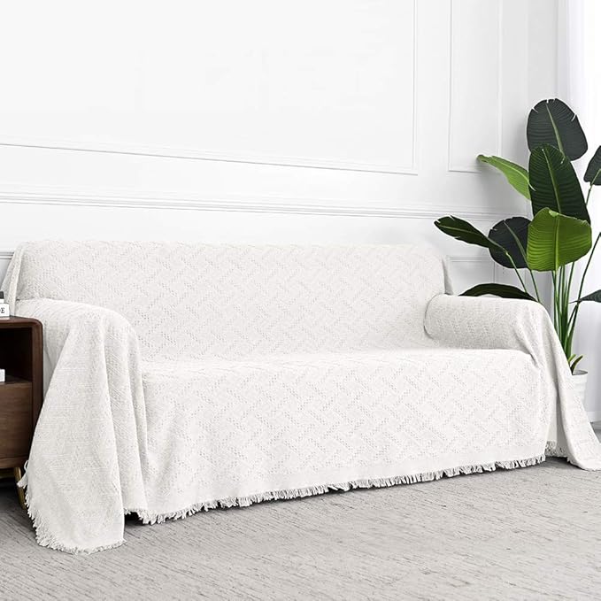 MYSKY HOME White Sofa Covers for 3 Cushion Couch Geometrical Sectional Sofa - Image 5
