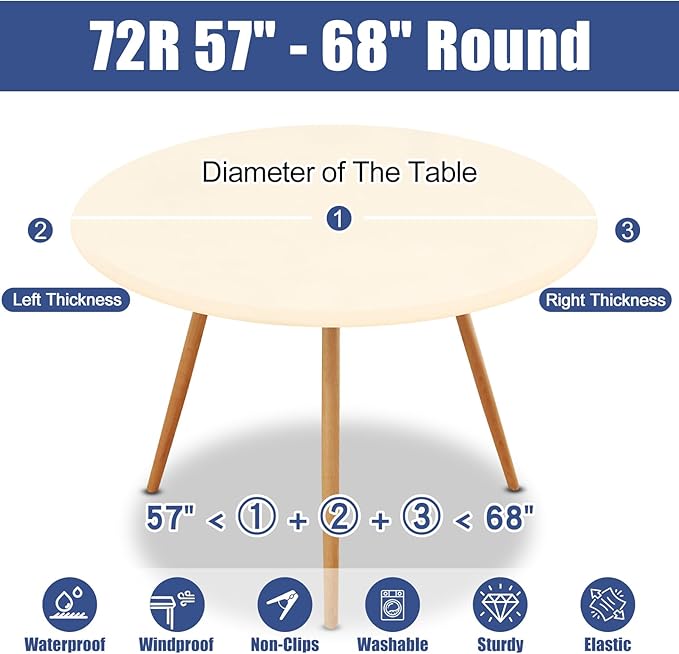 Round Spandex Tablecloth, Elastic Fitted Waterproof Tablecloths - Image 8