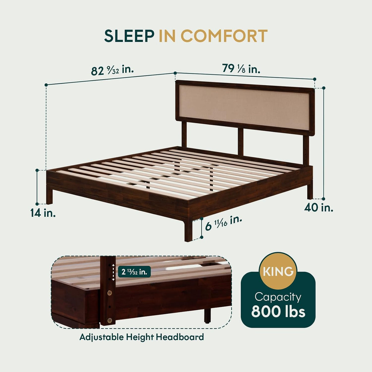 bme nipe king bohemian bedframe with adjustable wicker shown in use