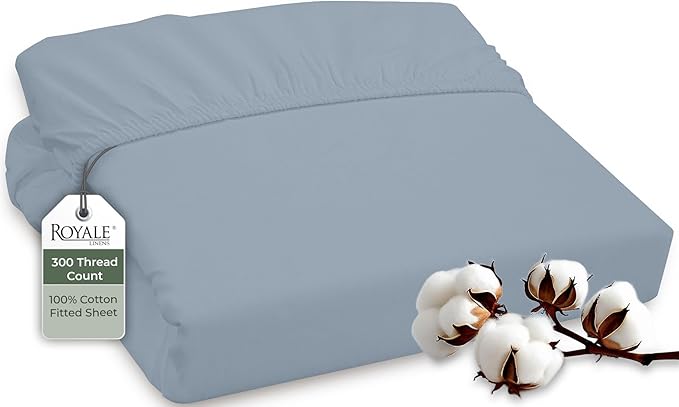 ROYALE LINENS 300 Thread Count 100% Long Staple Combed Cotton Fitted Sheet by ROYALELINENS