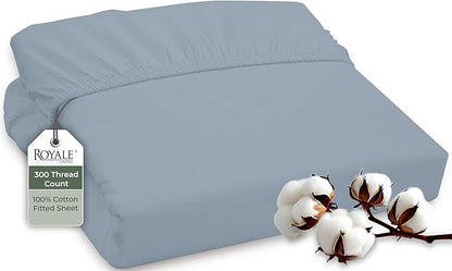ROYALE LINENS 300 Thread Count 100% Long Staple Combed Cotton Fitted Sheet Twin by ROYALELINENS