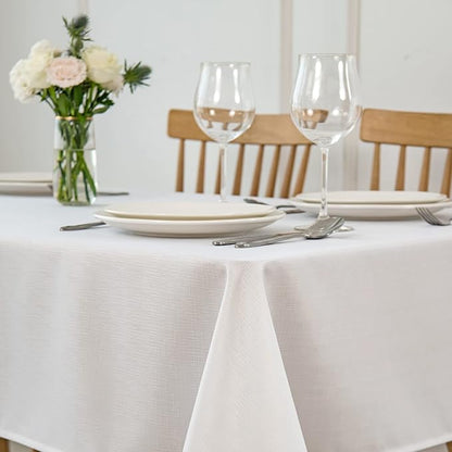 maxmill 2 Pack 52 x 70 Inch Rectangle Slubby Textured Tablecloth Spillproof - Image 3