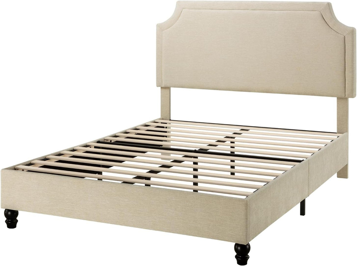 sha cerlin queen chenille upholstered platform bed frame, view 9