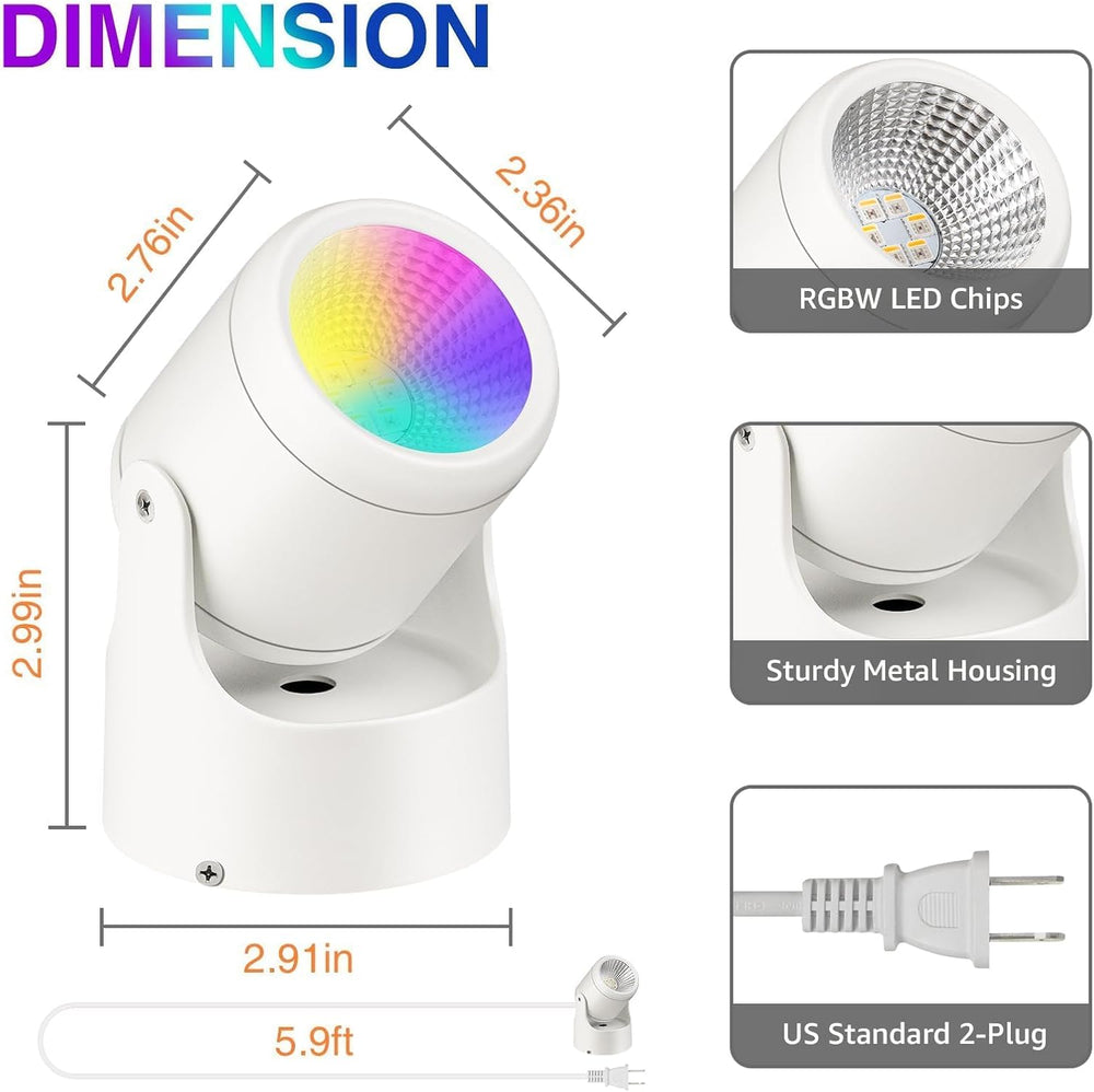 URTOM 4 Pack 6W RGBW Uplighting Indoor Color Changing Up Lights Indoor with R...