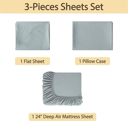 Air Mattress Sheet Set Twin Size, 3 Piece Deep Pocket Bed Sheet Set - Image 2