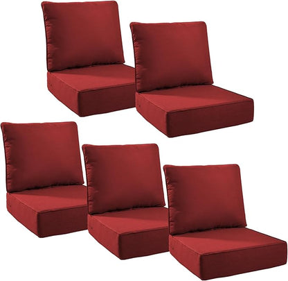 6" Thick Outdoor Cushions 24x24x6, 5-Set Deep Seat Patio Cushions by Pugire