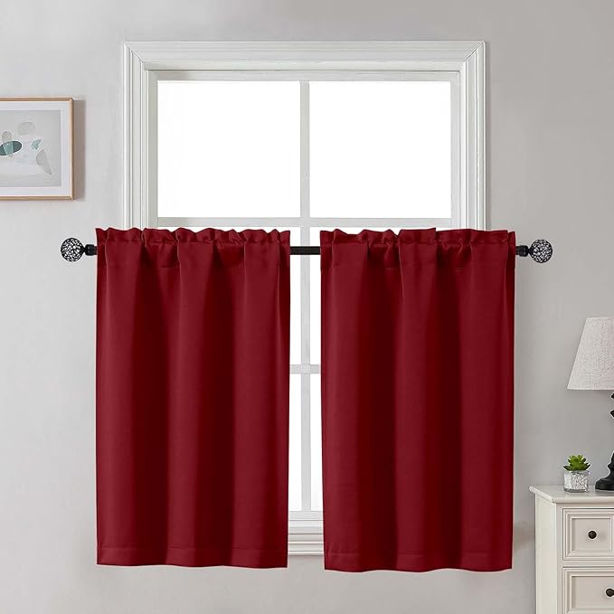Gwine Kitchen Curtains for Small Window Treatment, Light Filtering Short Cafe by Gwine