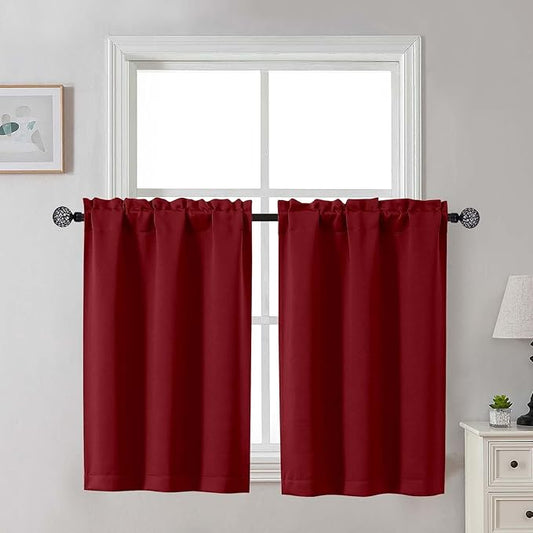Gwine Kitchen Curtains for Small Window Treatment, Light Filtering Short Cafe by Gwine