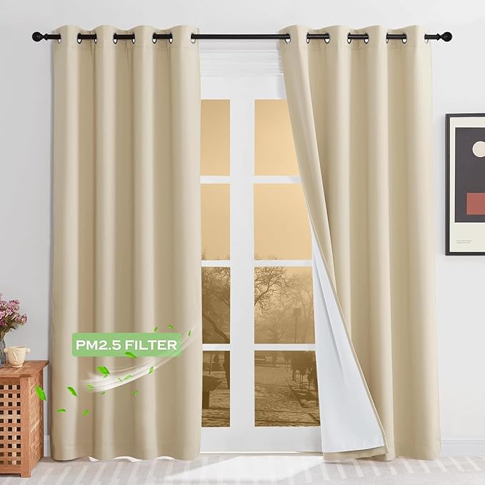 KGORGE 4-in-1 Soundproof Anti Dust 100% Blackout Curtains by KGORGE
