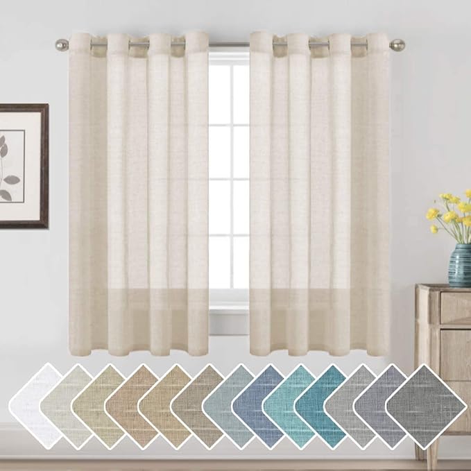 H.VERSAILTEX Linen Curtains Nickel Grommet Natural Linen Semi-Sheer Curtains 2 by HVERSAILTEX