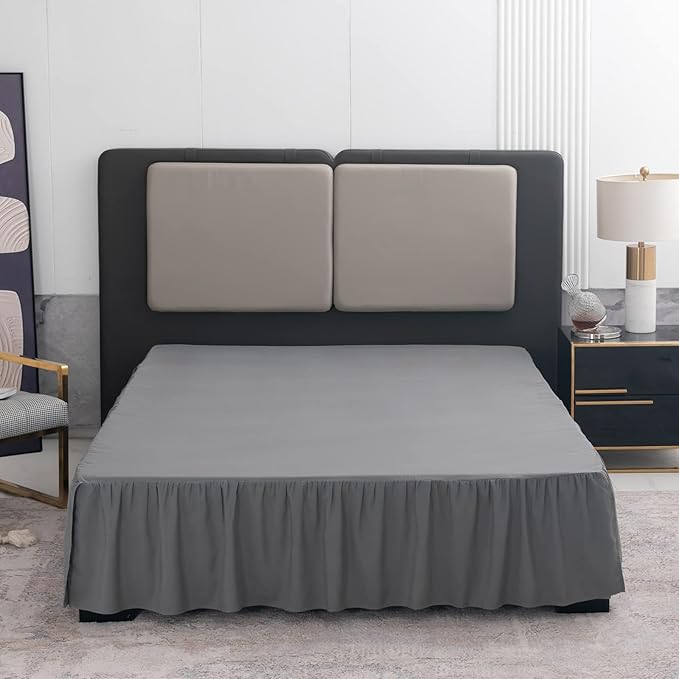 Grey Bed Skirt Twin Size Ruffled Bed Skirt by TSUTOMI