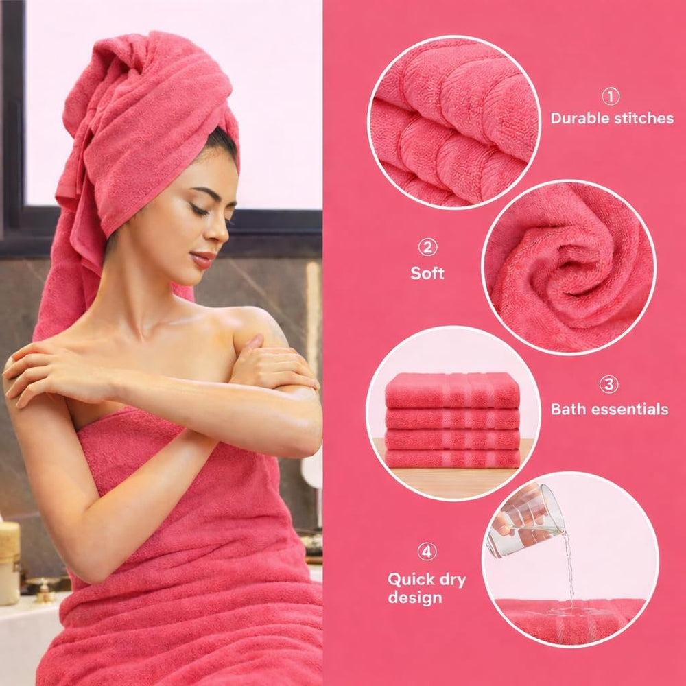 Bath Towels 27x54 – Pack of 4 | Soft & Quick-Dry | Highly Absorbent 100% ...