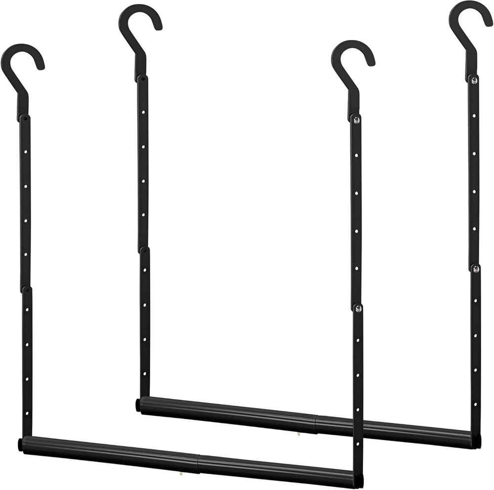 STORAGE MANIAC Adjustable Closet Rod for Hanging Clothes, 2 Pack Black