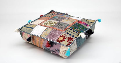 CRAFT KALA Indian Square Patchwork Traditional Pouf Cover Indian Living Room - Image 8