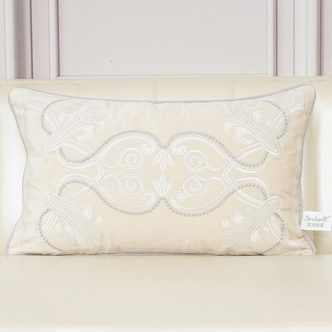 Aeckself European Luxury Velvet Lumbar Throw Pillow Cover 12 x 20 Inch by AECKSELF
