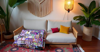 CRAFT KALA Indian Square Patchwork Traditional Pouf Cover Indian Living Room - Image 2