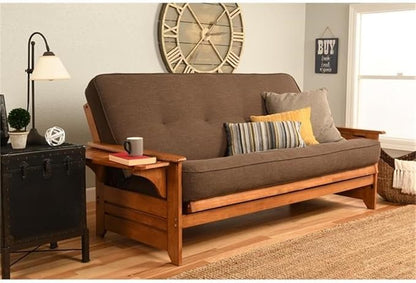 BOWERY HILL Full Linen Fabric Futon in Cocoa Brown-Frame Not Included - Image 2