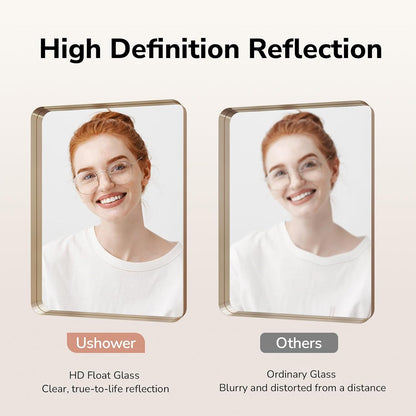 ushower gold bathroom mirrors for over sink 24"x36", close-up detail