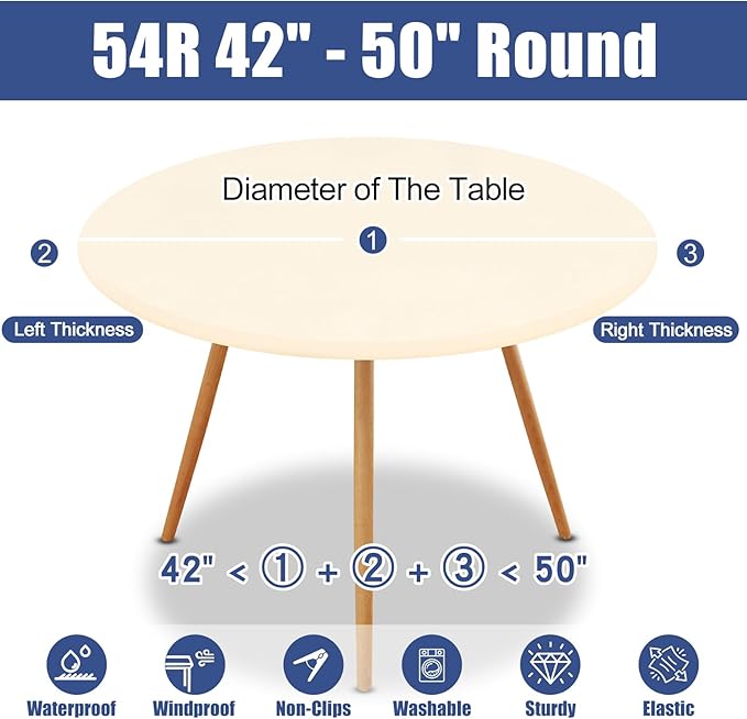 Round Spandex Tablecloth, Elastic Fitted Waterproof Tablecloths - Image 8