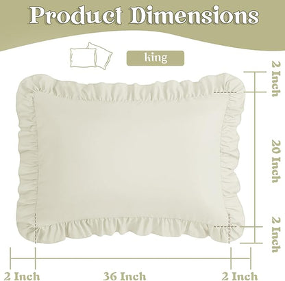 KKJIAF Ruffle Pillow Cases King Size Set of 2, Ruffled Pillow Covers - Image 3