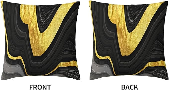 Black and Gold Marble Texture Throw Pillow Covers 18x18 Inch Set of 2, - Image 7