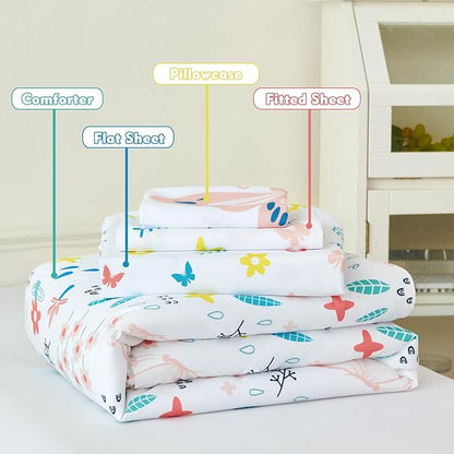 PERFEMET 5 Pieces Girls Bed in A Bag Full Size Reversible Pink Flowers - Image 6
