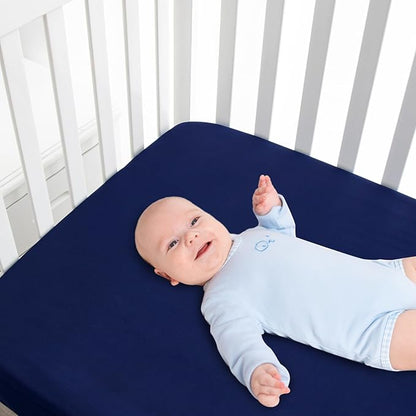 Waterproof Crib Sheets for Boys 2 Pack, Fitted Baby Crib Sheet Neutral 52" x - Image 7