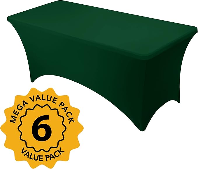 6-Pack Premium Hunter Green Spandex Tablecloths - Image 2