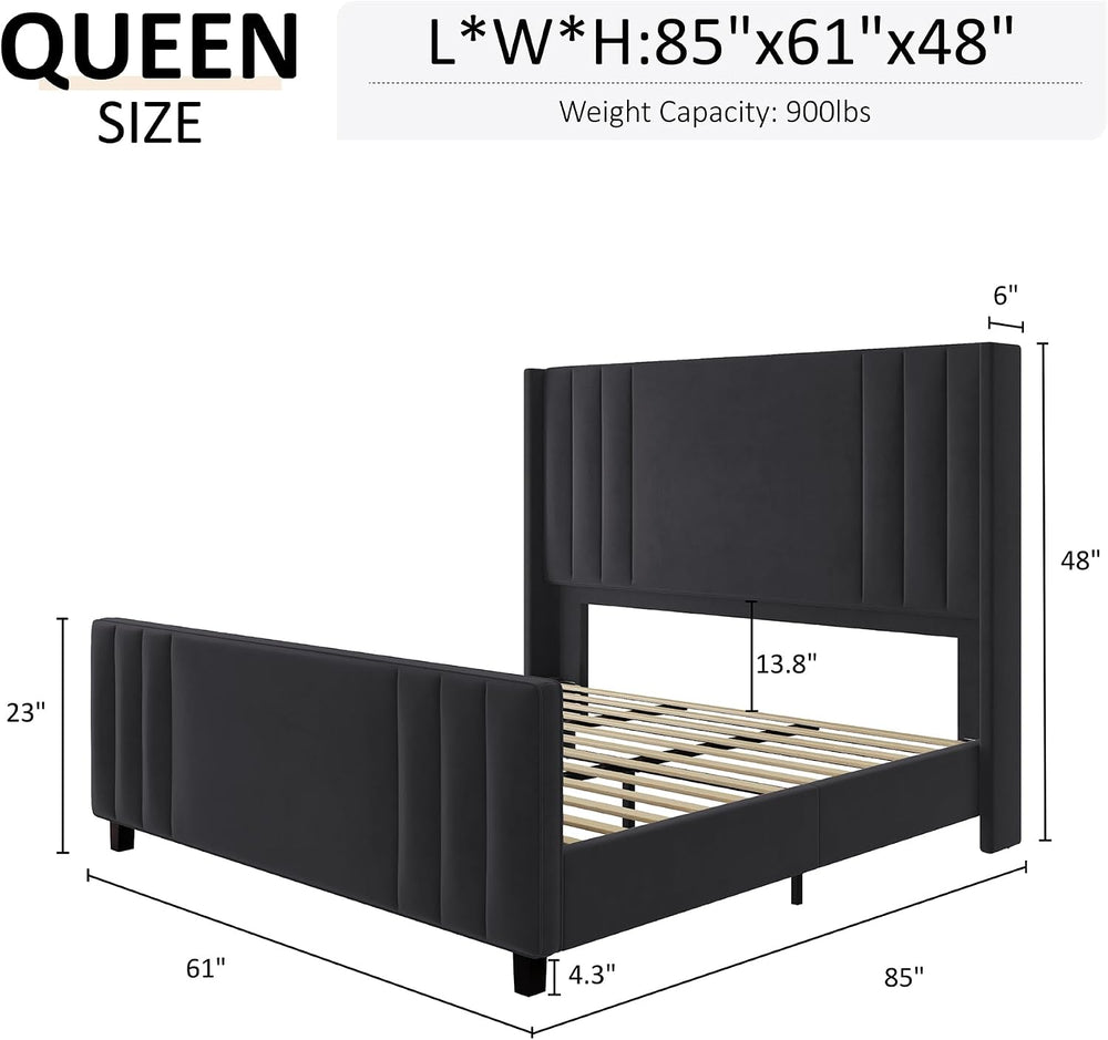 Albott Queen Platform Bed with Wingback Headboard & Footboard