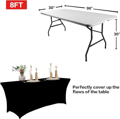 IVAPUPU 8FT Spring Table Cloth for Rectangular Fitted Events Stretch Black - Image 3