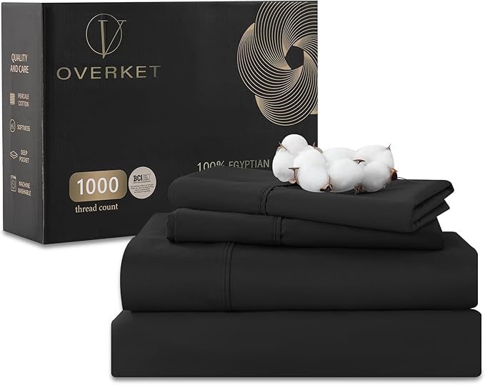 100% Egyptian Cotton Sheets Cal King Sheet Set 1000 Thread Count Sateen Weave by overket