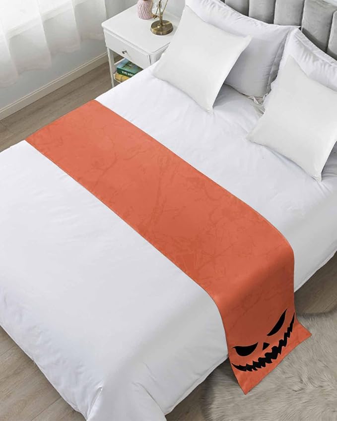 Halloween Black Ghost Scary Face Bed Runners by ZFUNCING