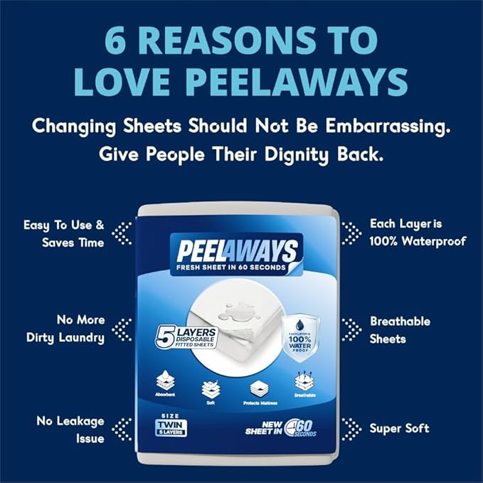 Peelaways Waterproof Disposable Bed Sheets – As Seen On Shark Tank | 5-Layer - Image 4
